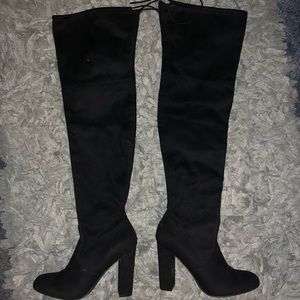 Black Thigh High Heel Boots
